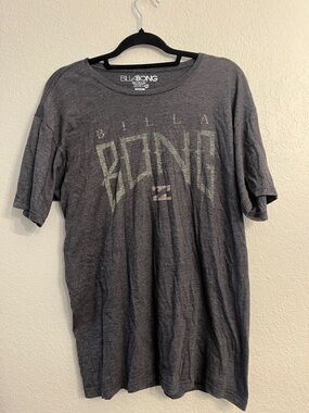 Billabong Men's Charcoal Gray Tee with Faded Green Logo